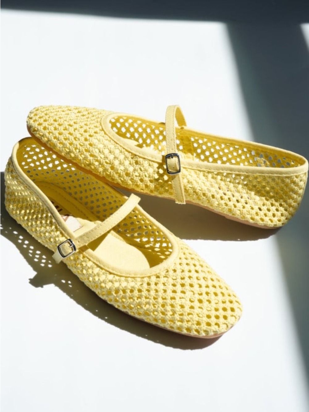 Yellow Crochet Mary Jane Flats - New in Box